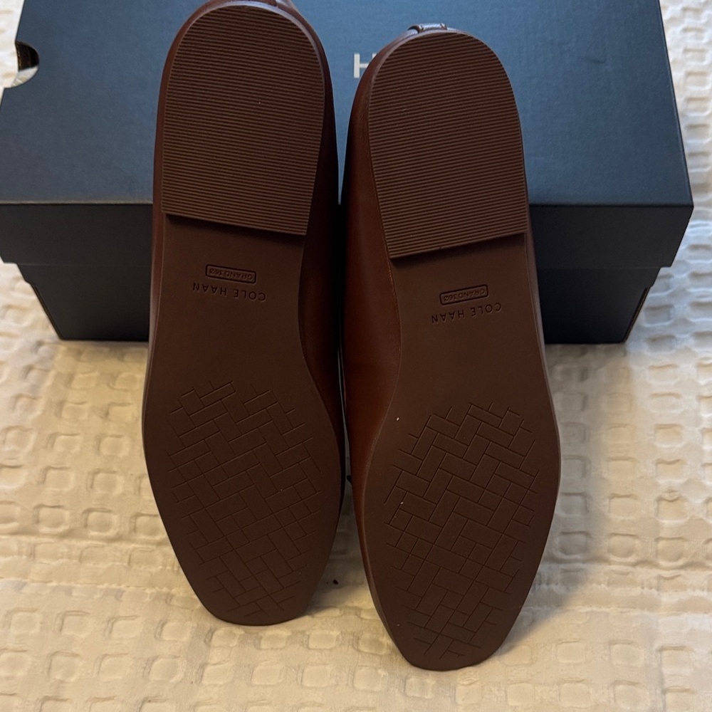 Cole Haan Women's Brown and Cream Bow Loafers - Picture 2 of 4